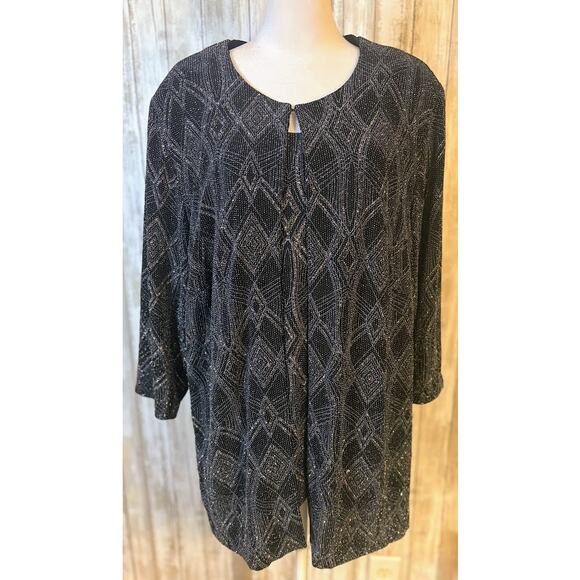 Alex Evenings Black Silver 3/4 Sleeve Sparkly Cocktail Twin Set Plus Size 2X NWT - Picture 1 of 10